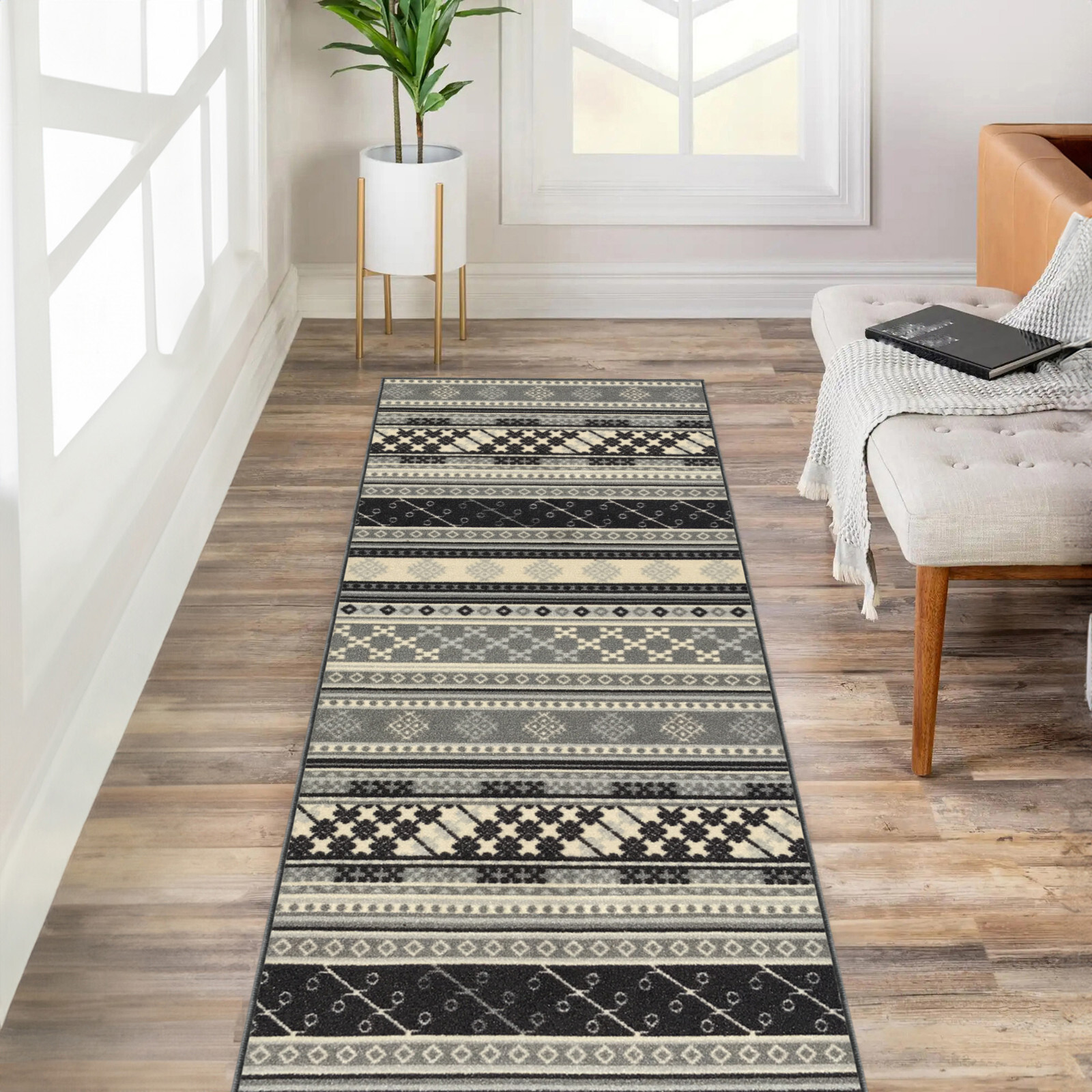 Custom Size Stair Hallway Runner Rug Rubber Back Non Skid Grey Kilim Design Custom Size Stair Hallway Runner Rug Rubber Back Non Skid Grey Kilim Design