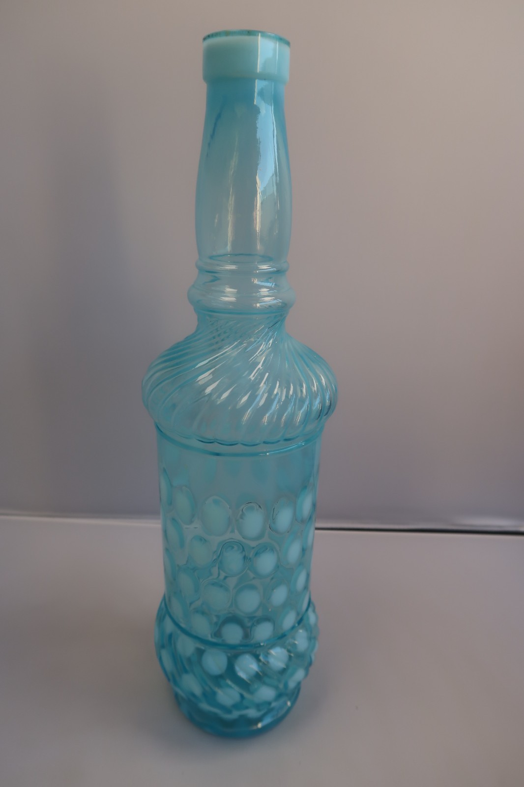 Antique and Rare Glass Blue Opalescent Whiskey Barber Bottle 12 1/8\ Antique and Rare Glass Blue Opalescent Whiskey Barber Bottle 12 1/8\