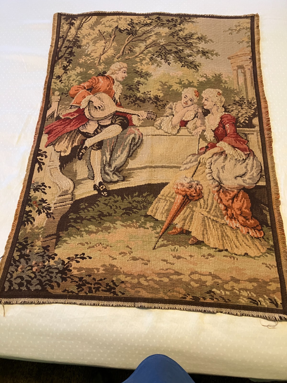 Vintage French Tapestry Courting Couple Pictorial Wall Decor Tapestry 28 x 39 in Vintage French Tapestry Courting Couple Pictorial Wall Decor Tapestry 28 x 39 in