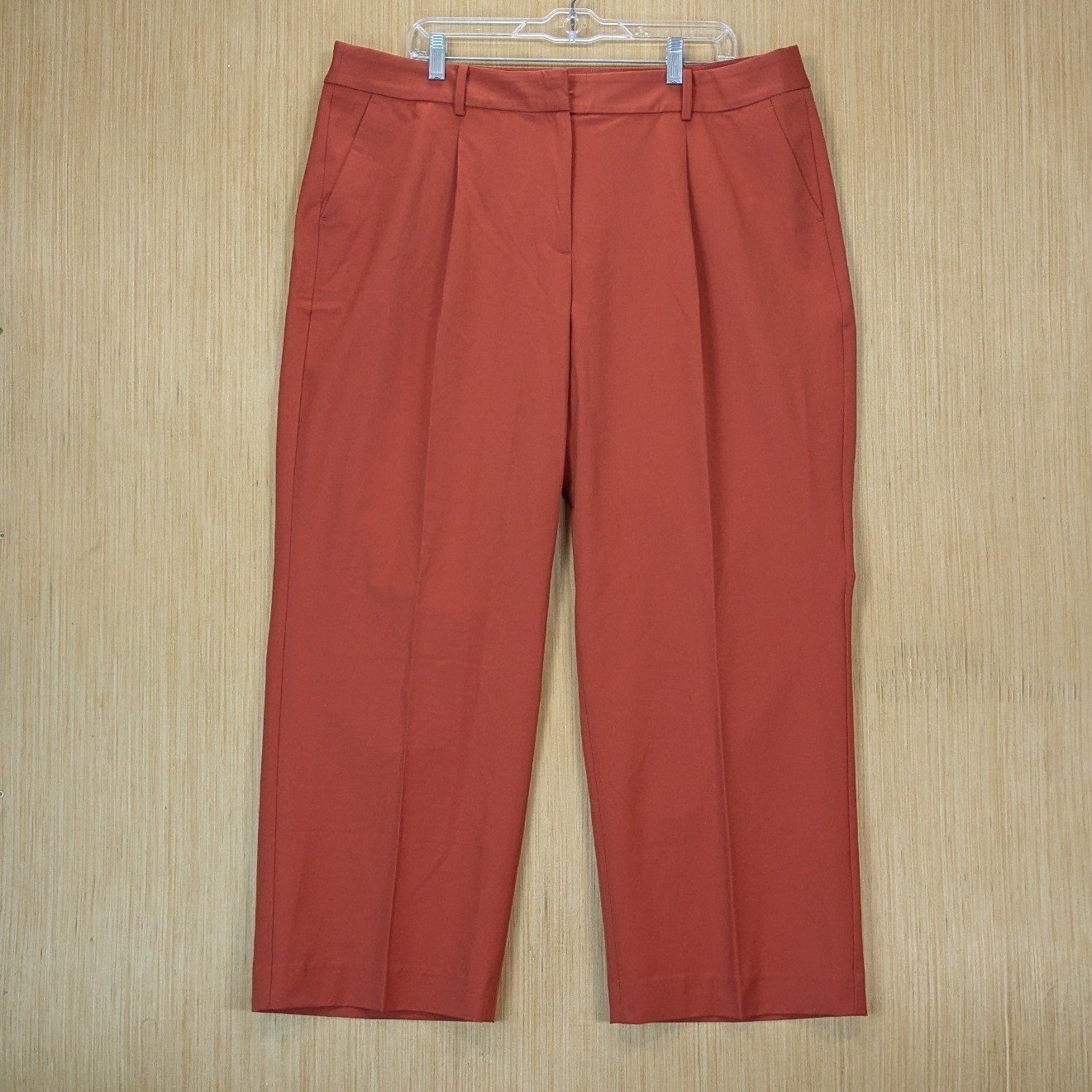 Talbots Weston Pants Womens 16WP Orange Pleated Trousers Wide Leg Career Chic