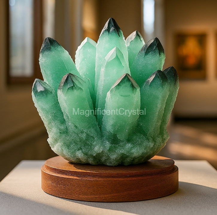Rare Green Phantom Quartz Ghost Crystal Cluster Natural Art Reiki Decor Gift