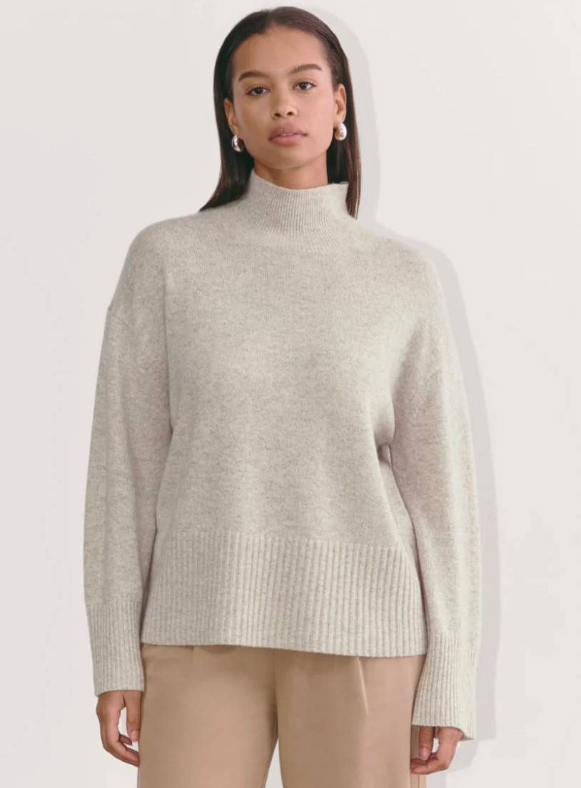 Everlane Boxy Turtleneck in Cashmere - Canvas (Heathered Ivory) - Women\'s XL Everlane Boxy Turtleneck in Cashmere - Canvas (Heathered Ivory) - Women\'s XL