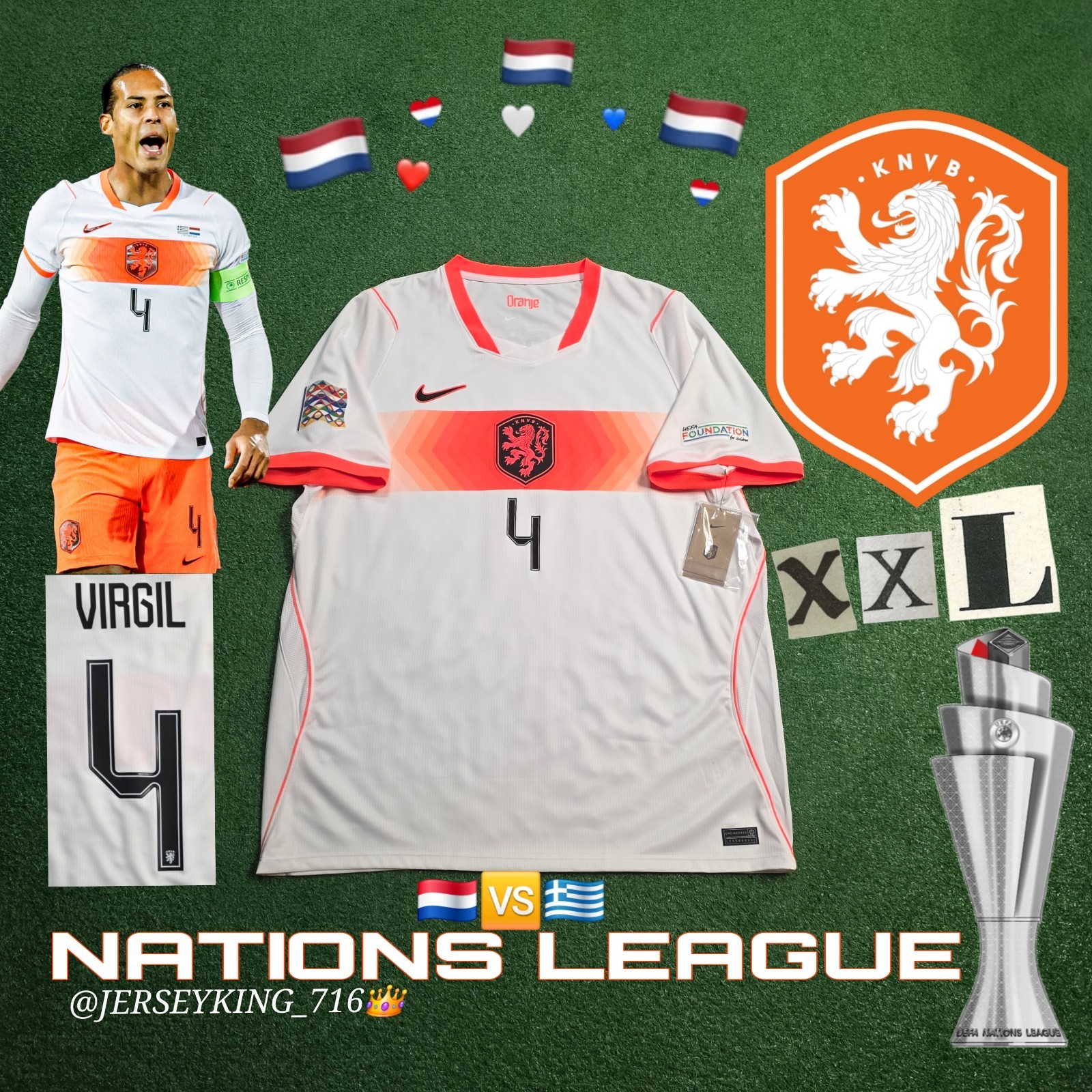 NIKE Netherlands Virgil Van Dijk #4 2026/2027 Away Jersey Nations League XXL New
