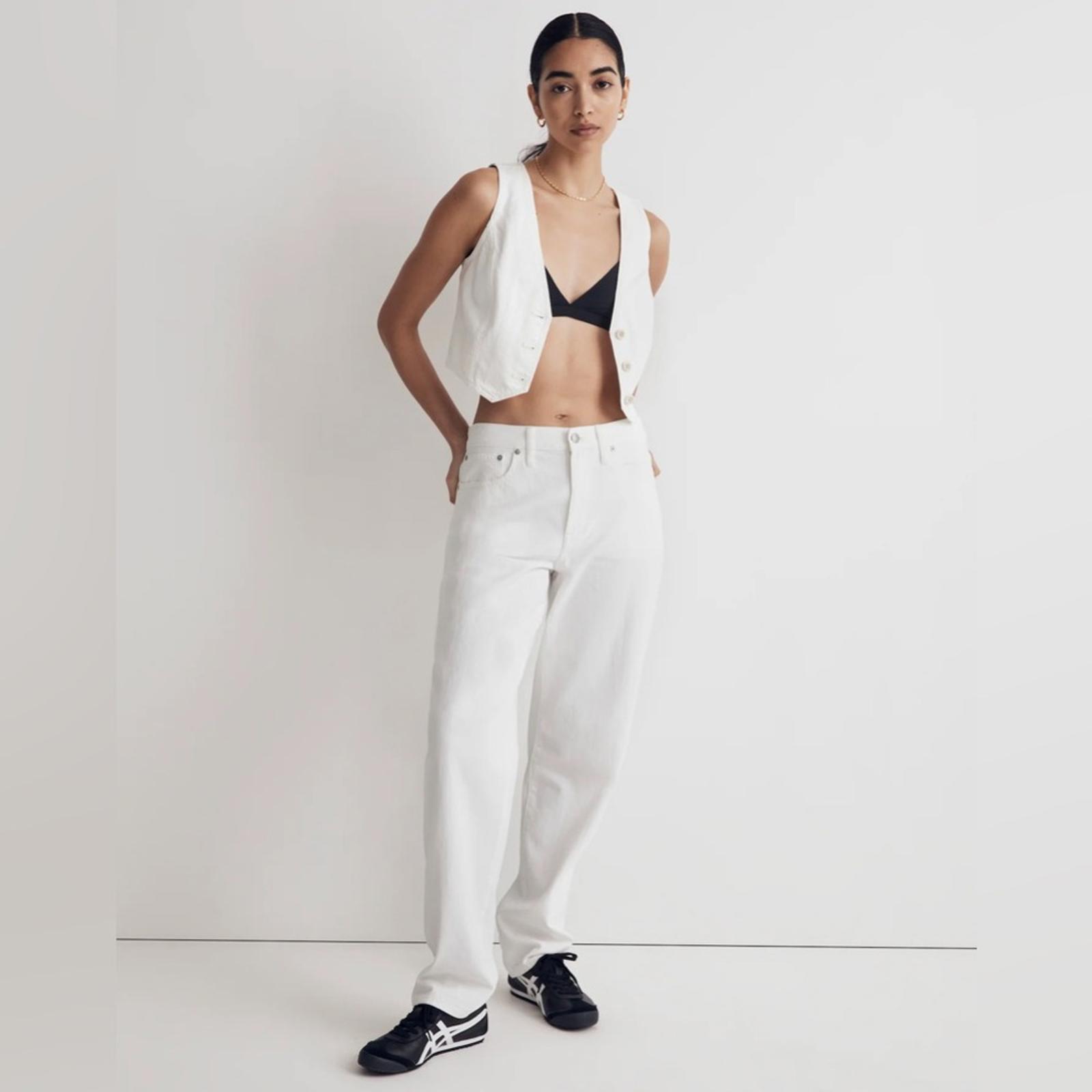 Madewell Women\'s The Slouchy Boyfriend Jeans Size 29 Pure White High Rise NEW