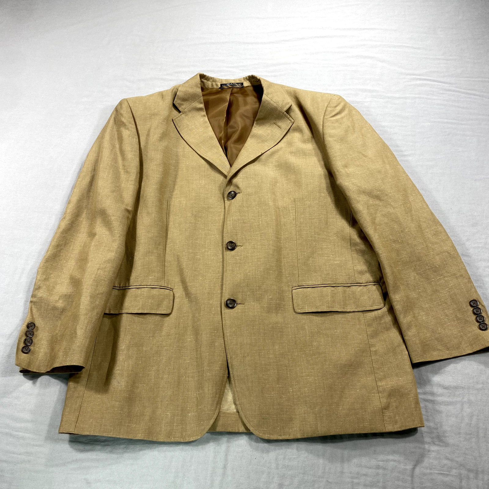 Kilburne and Finch Blazer Mens Large Khaki Linen Blend Sport Coat Jacket Kilburne and Finch Blazer Mens Large Khaki Linen Blend Sport Coat Jacket