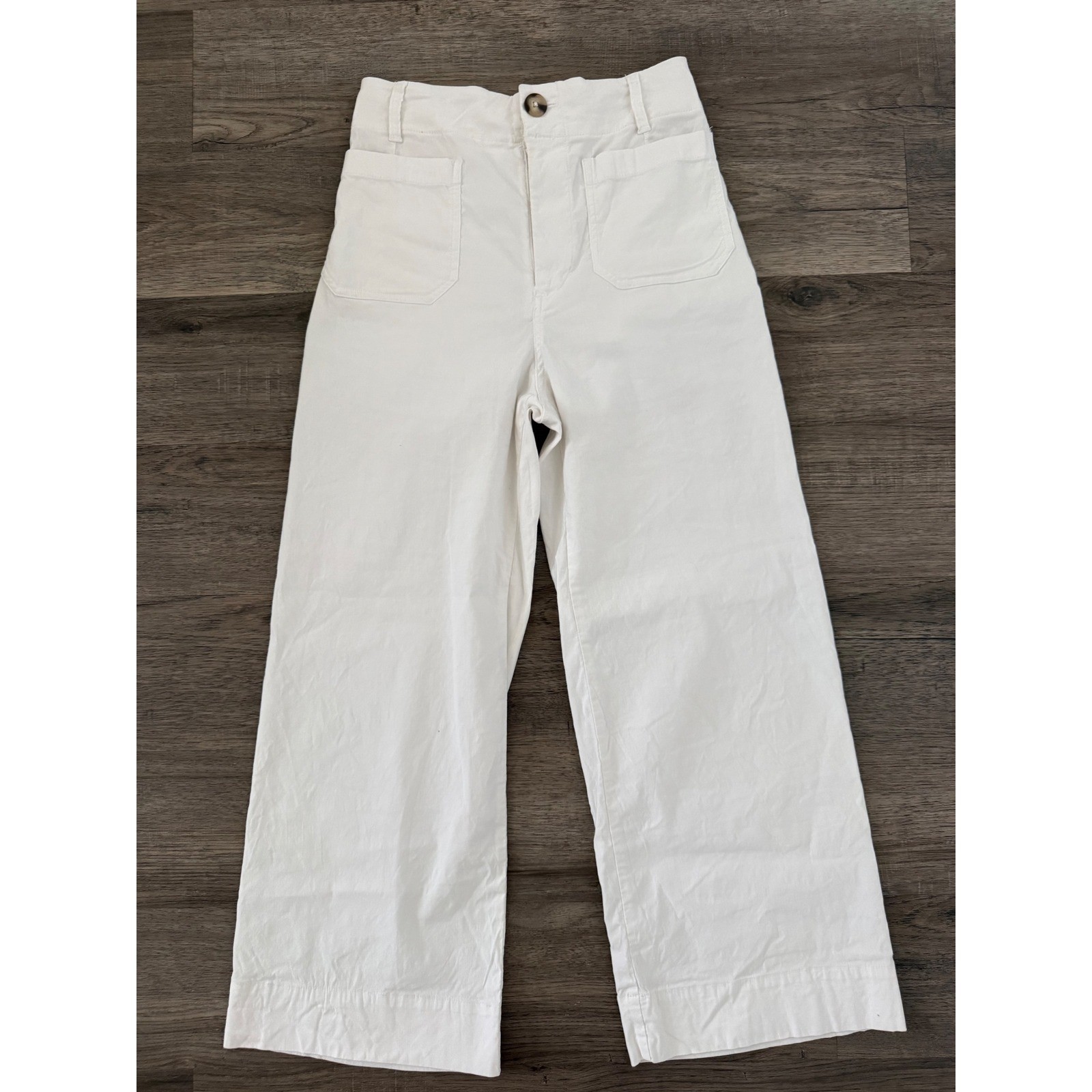 Maeve Anthropologie The Colette White Linen Blend Wide Leg Pants Women\'s 28