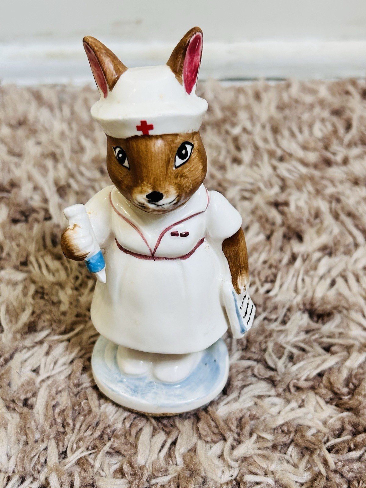 Vintage Schmid Ceramic Bunny Rabbit Nurse Figurine Red Cross Ceramic Vintage Schmid Ceramic Bunny Rabbit Nurse Figurine Red Cross Ceramic