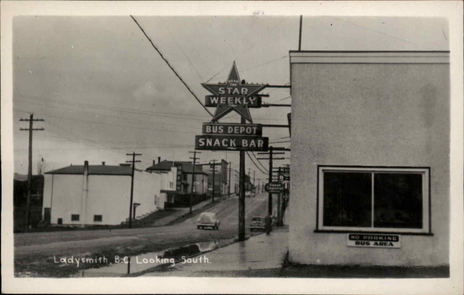 LADYSMITH VANCOUVER ISLAND BC GOWEN SUTTON RPPC Star Weekly Bus Depot Snack Bar LADYSMITH VANCOUVER ISLAND BC GOWEN SUTTON RPPC Star Weekly Bus Depot Snack Bar