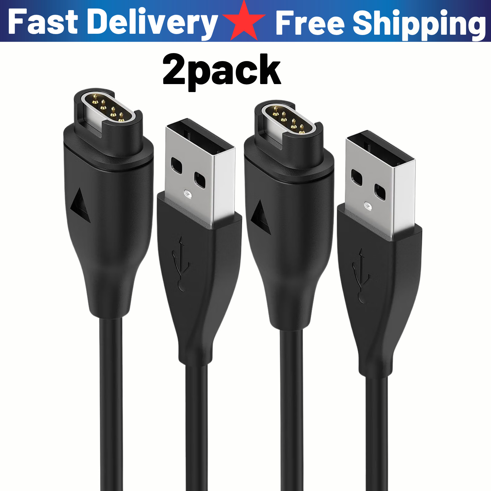 2pcsUSB Charger Charging Cable Cord For Garmin Forerunner 45 245 255 265 745 945