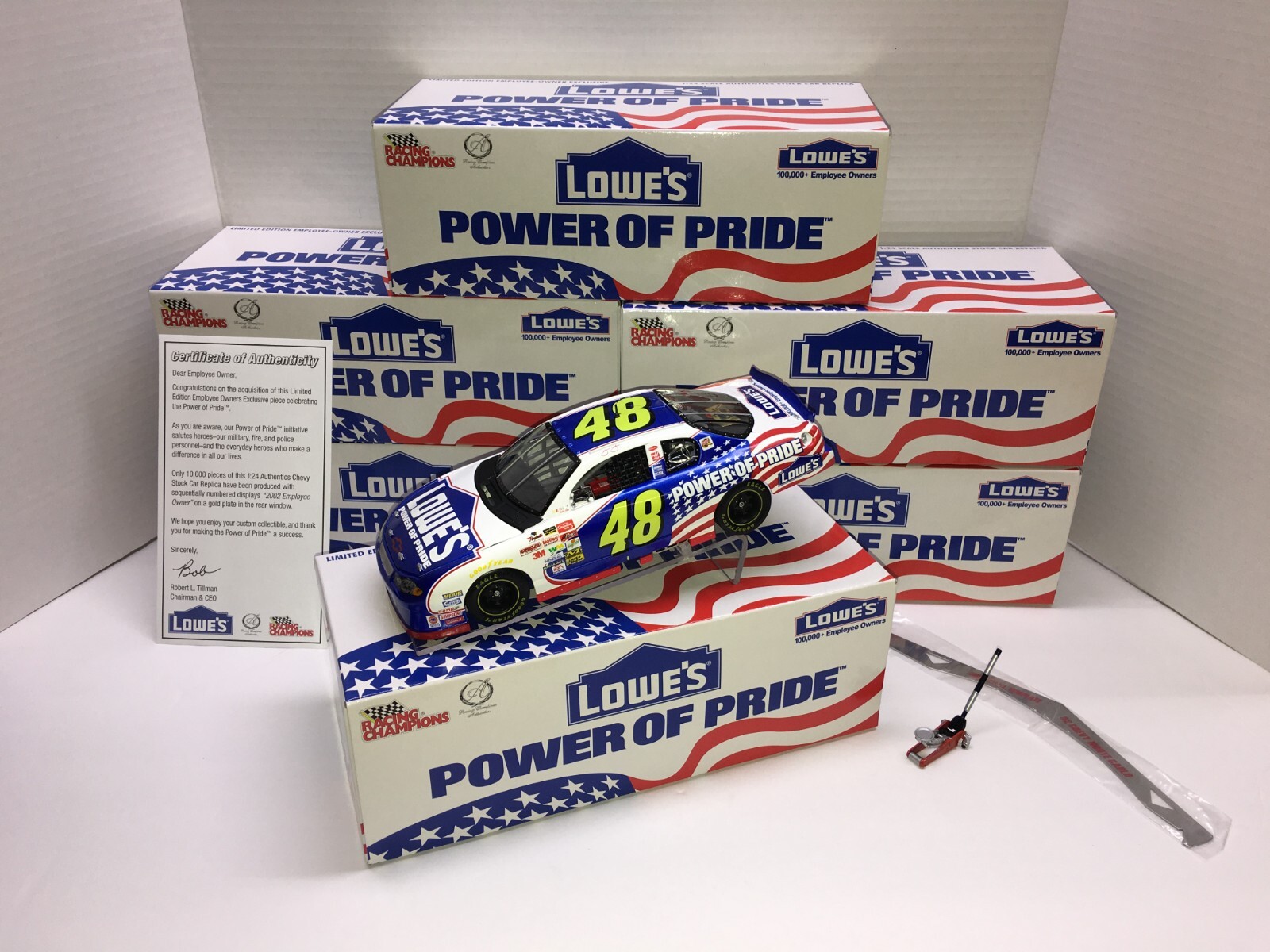  JIMMIE JOHNSON 2002 #48 LOWES EMPLOYEE SPECIAL POWER OF PRIDE 1/24 ROOKIE NIB