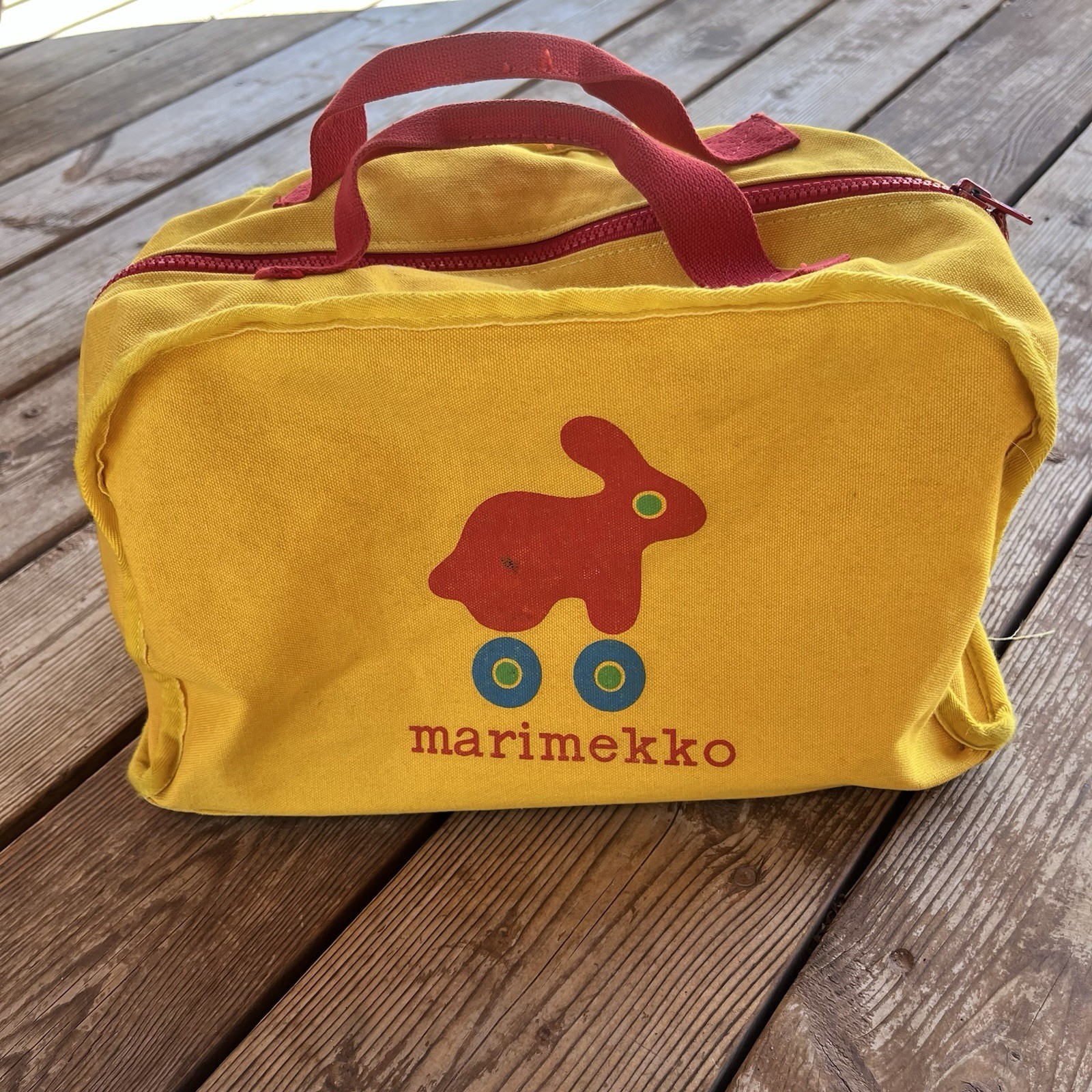 Vtg Marimekko Bag Children’s Travel Toy Tote 1982 Yellow Red Vtg Marimekko Bag Children’s Travel Toy Tote 1982 Yellow Red