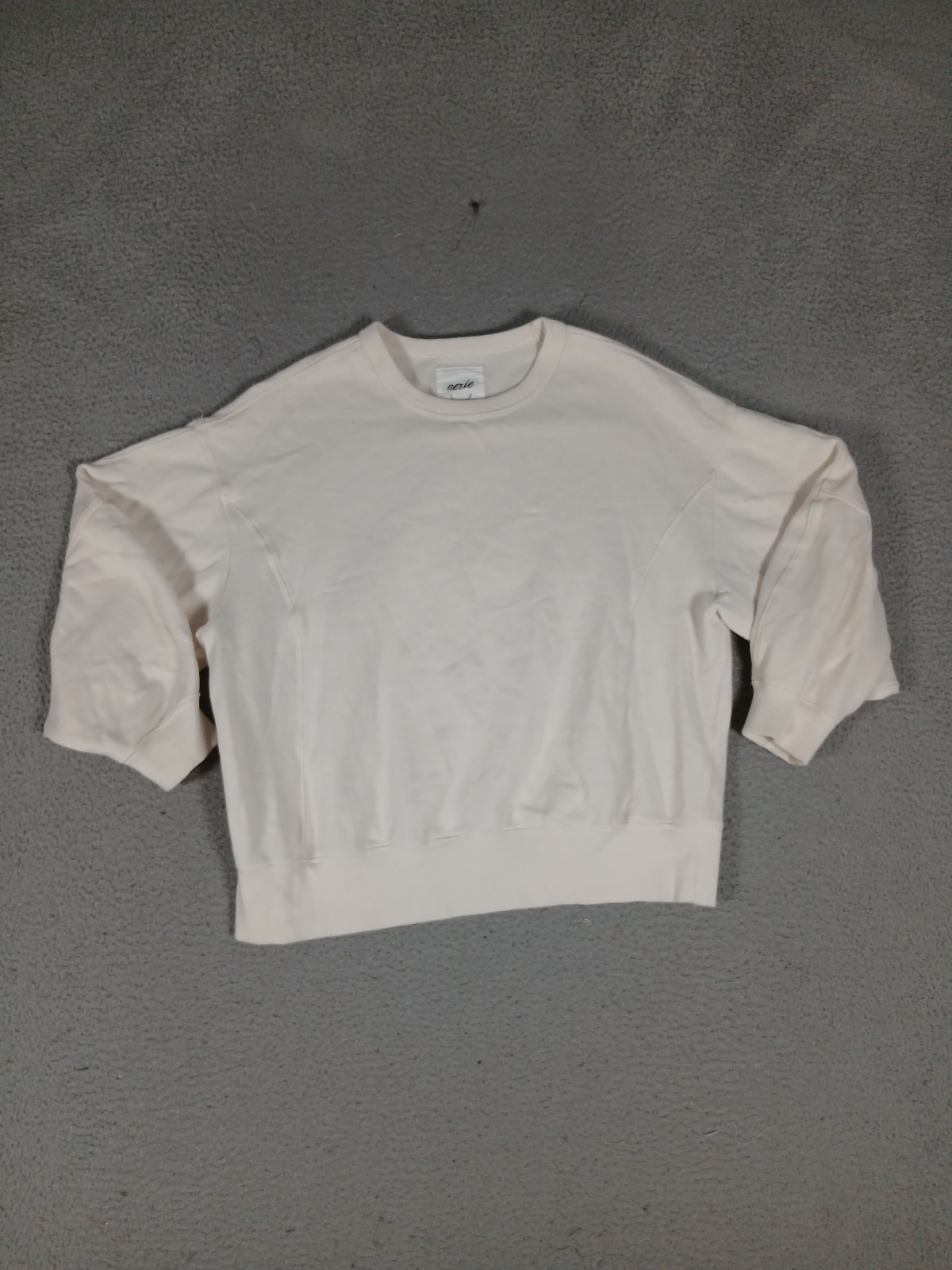 Aerie Go To Sweatshirt Women Medium White Fleece Oversized Fit Bandana Patchwork
