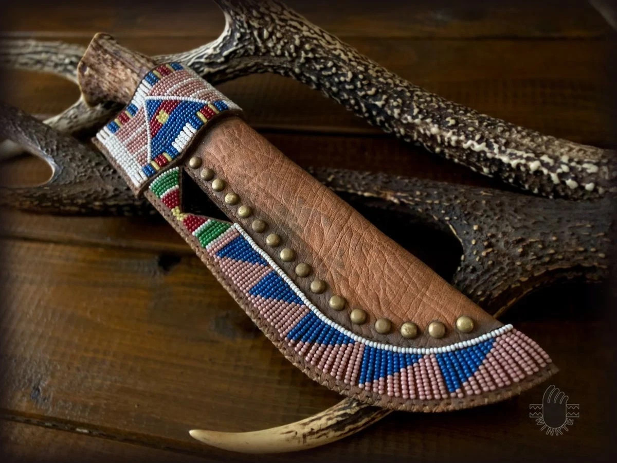 Knife Cover Indian Beaded Native American Sioux Leather Handmade Knife Sheath Knife Cover Indian Beaded Native American Sioux Leather Handmade Knife Sheath