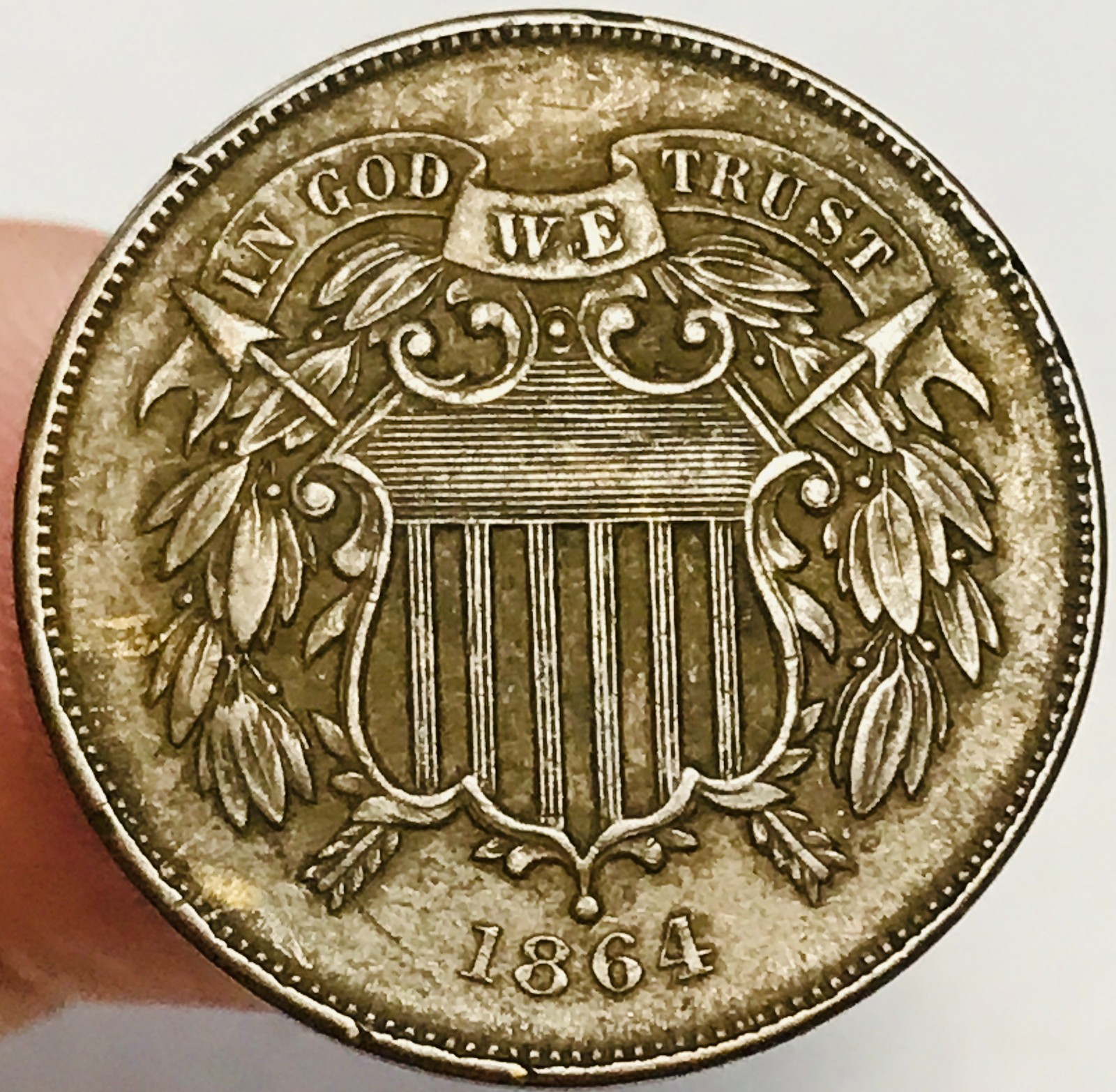 1864 Two Cent Piece 2C FULL MOTTO Ungraded Civil War Date US Copper Coin CC31351 1864 Two Cent Piece 2C FULL MOTTO Ungraded Civil War Date US Copper Coin CC31351