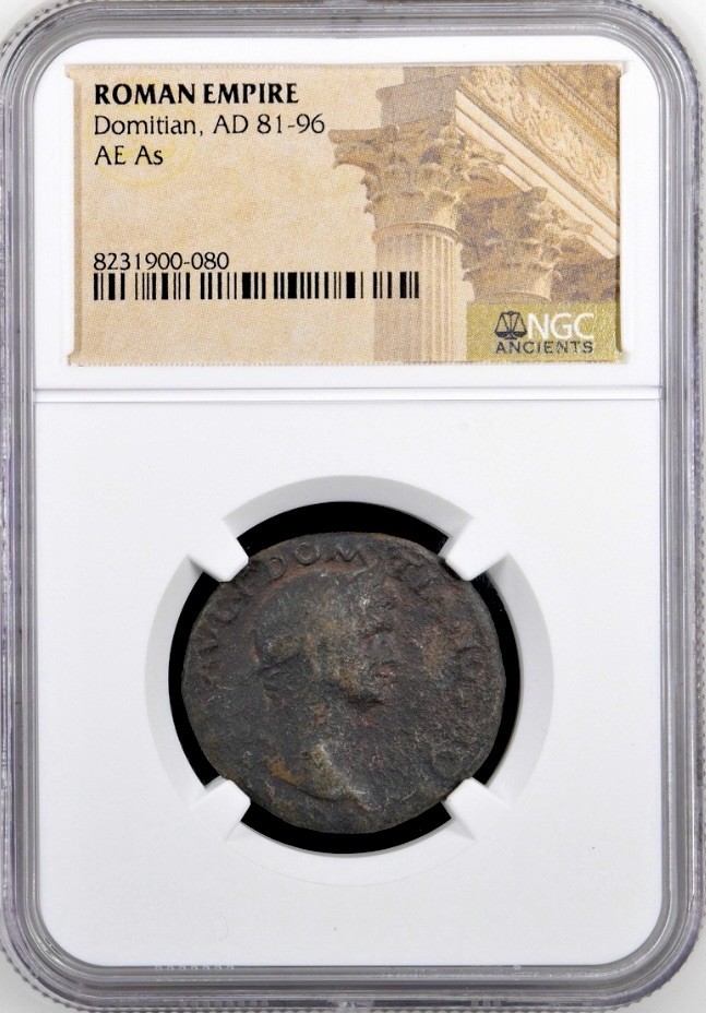 Emperor Domitian 81-96 AD AE As Genuine NGC Certified Ancient Roman Coin