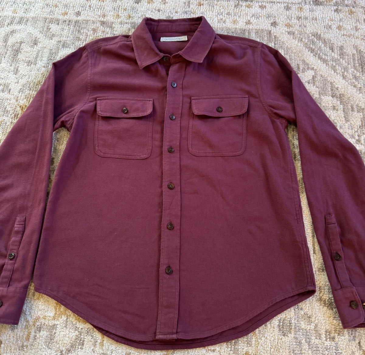 Outerknown Men’s Flannel Blanket Burgundy Shirt Organic Cotton Long Sleeve Sz S Outerknown Men’s Flannel Blanket Burgundy Shirt Organic Cotton Long Sleeve Sz S