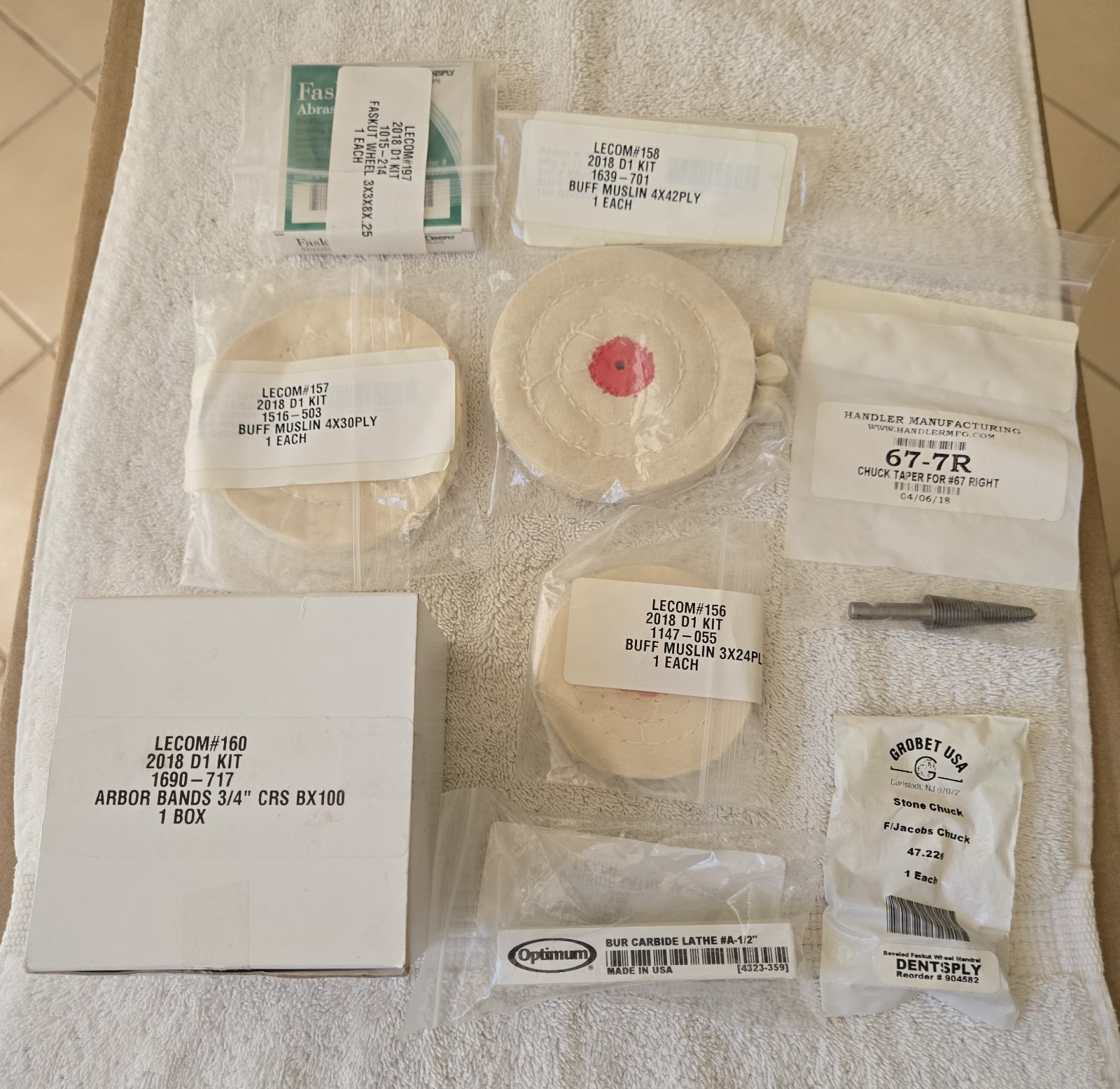 Dental Lab Equipment Instrument Lot Burs And Buff Wheels Arbor Bands