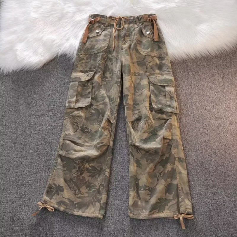 Large Pocket Camouflage Jeans Men\'s and Women\'s Straight Leg Work Pants