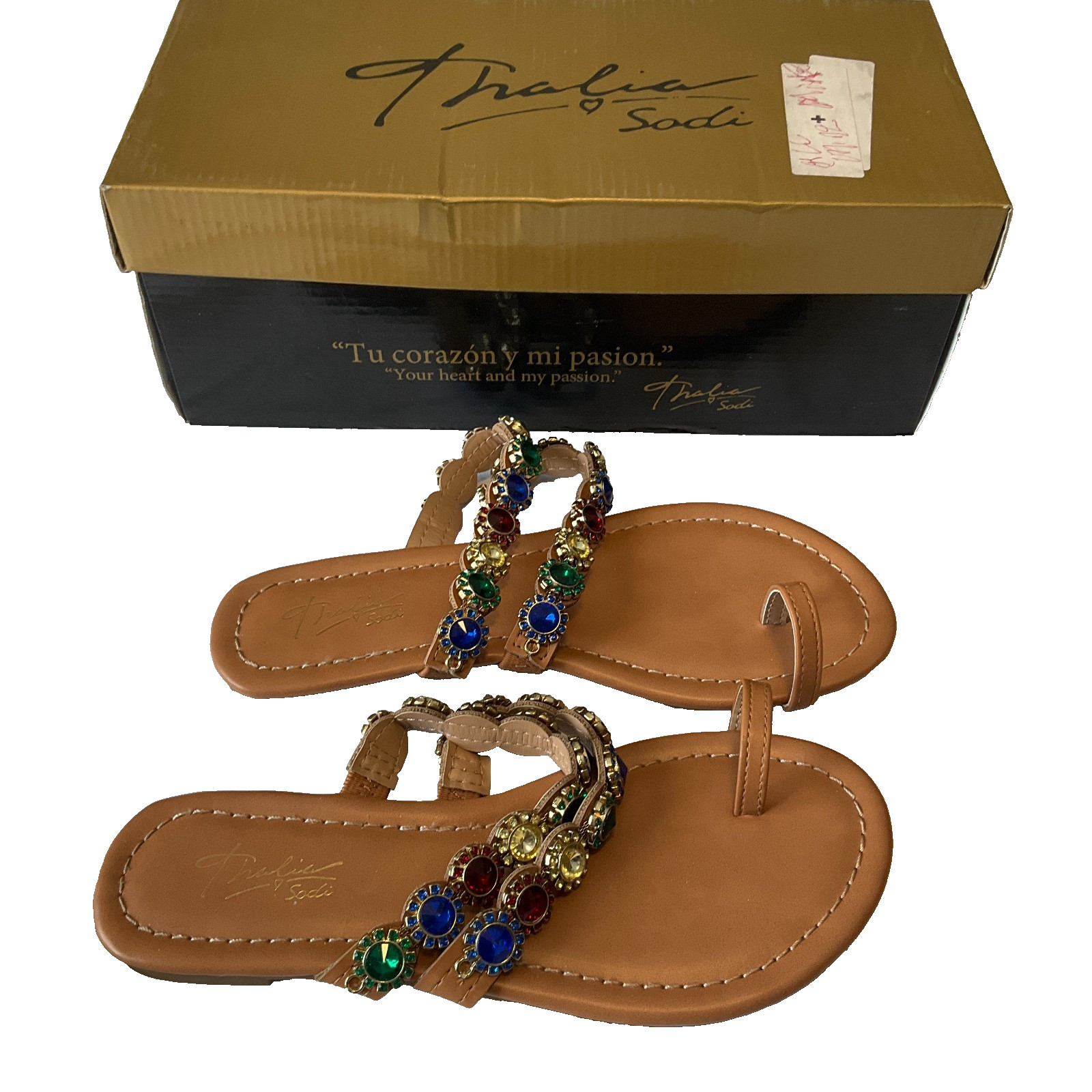 Thalia And Sodi Joya Slip On Sandals Women Size 5.5M Multicolor Bead Embellished Thalia And Sodi Joya Slip On Sandals Women Size 5.5M Multicolor Bead Embellished