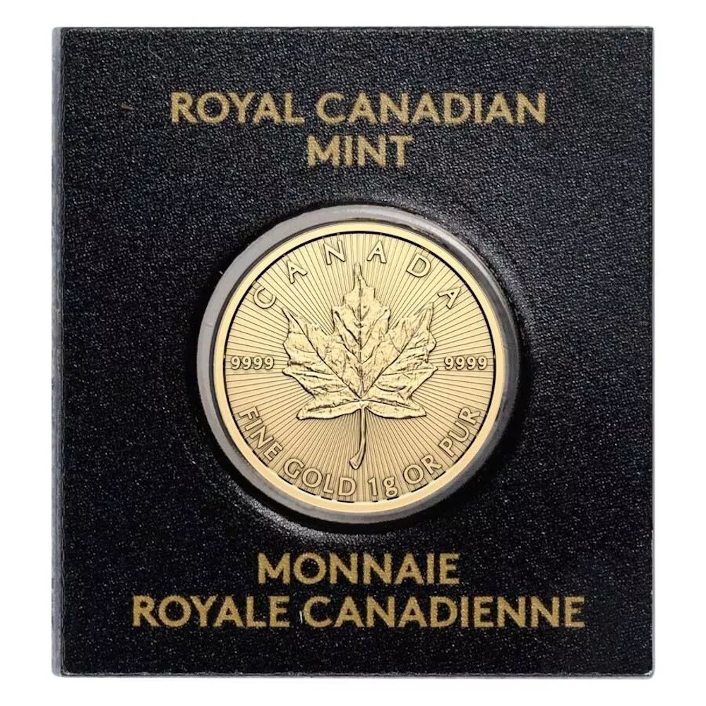 2026 1 Gram Gold Maple Leaf Coin In Maplegram Assay Card King CHarles Effigy