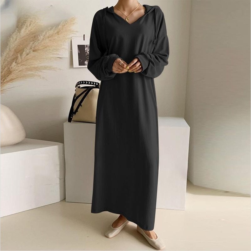 Women\'s Loose Casual Long Hooded Sweatshirt Dress