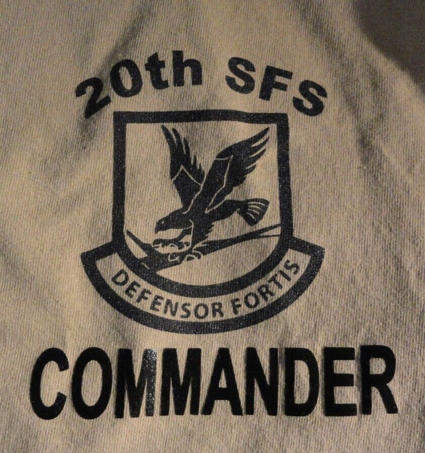DISCONTINUED 20TH SFS SECURITY FORCES SQUADRON COMMANDER SAND UNIT T SHIRT LARGE