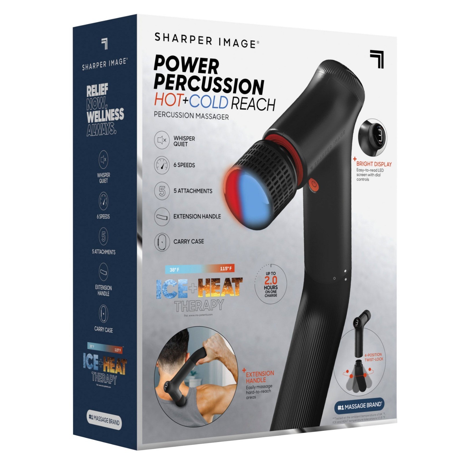 Sharper Image Power Percussion Hot & Cold Reach Percussion Massager - NEW