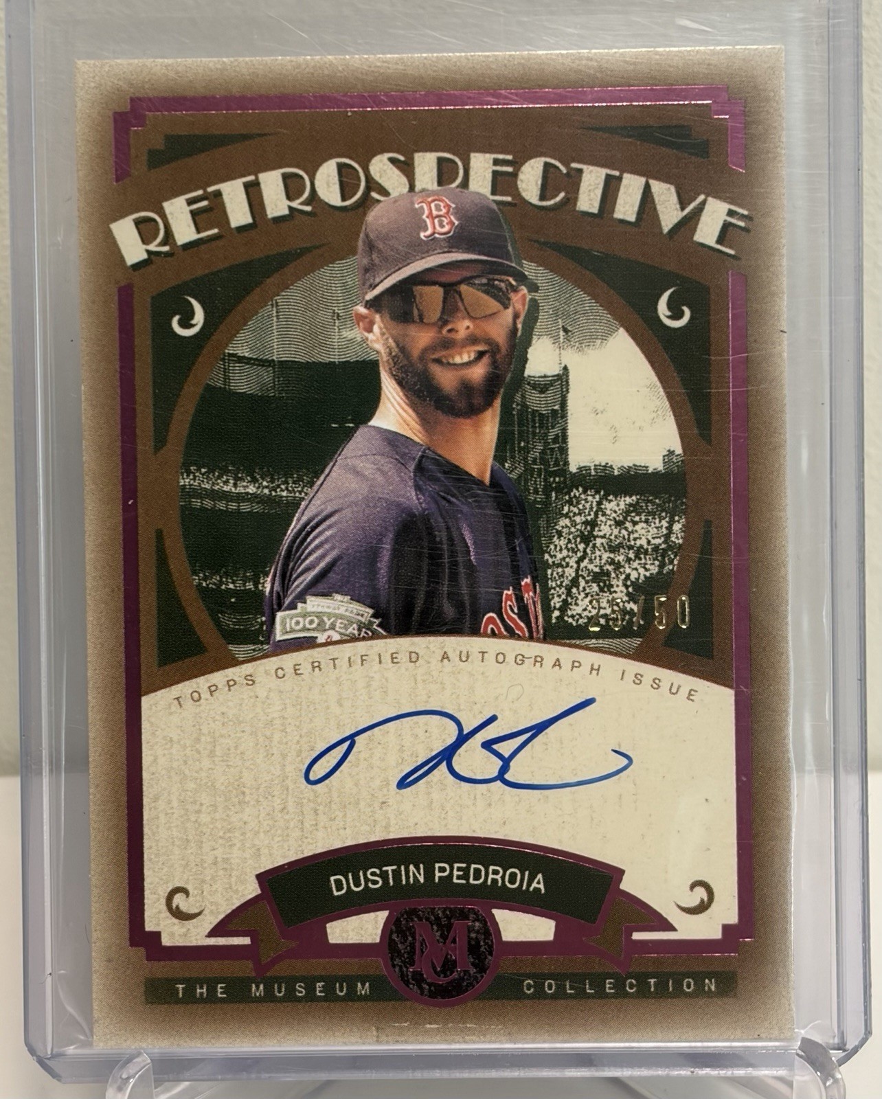 2025 Topps Museum Collection - Retrospective Signatures Dustin Pedroia RS-DP /50