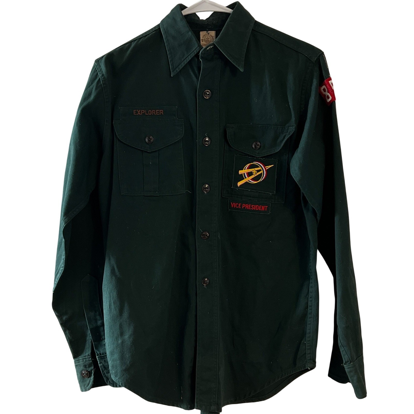 Vintage BSA Boy Scouts of America Explorer Shirt Green Vice President Patch Vintage BSA Boy Scouts of America Explorer Shirt Green Vice President Patch
