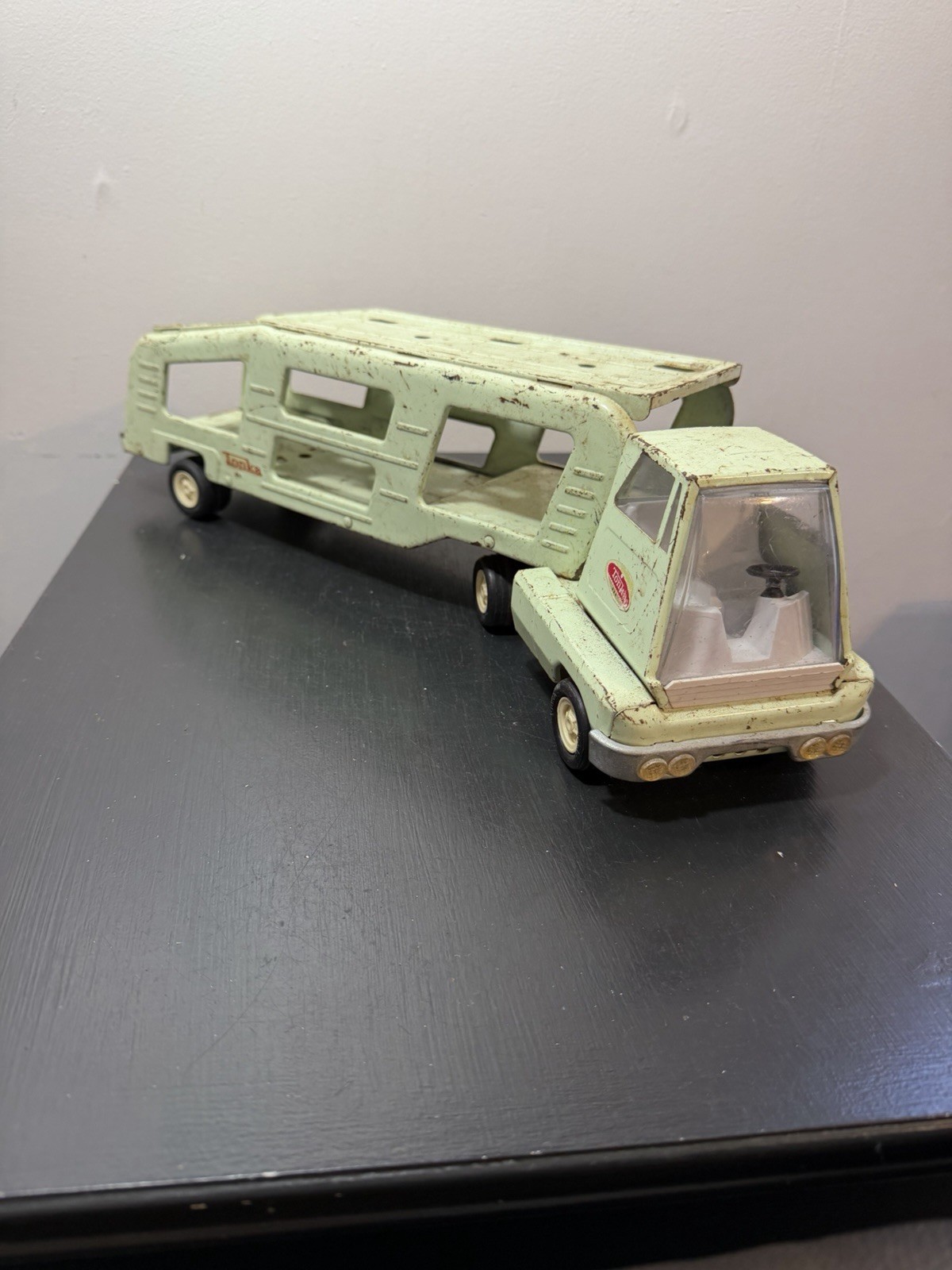 Vintage 1960\'s Tonka Car Carrier Transport Truck Pressed Steel Green