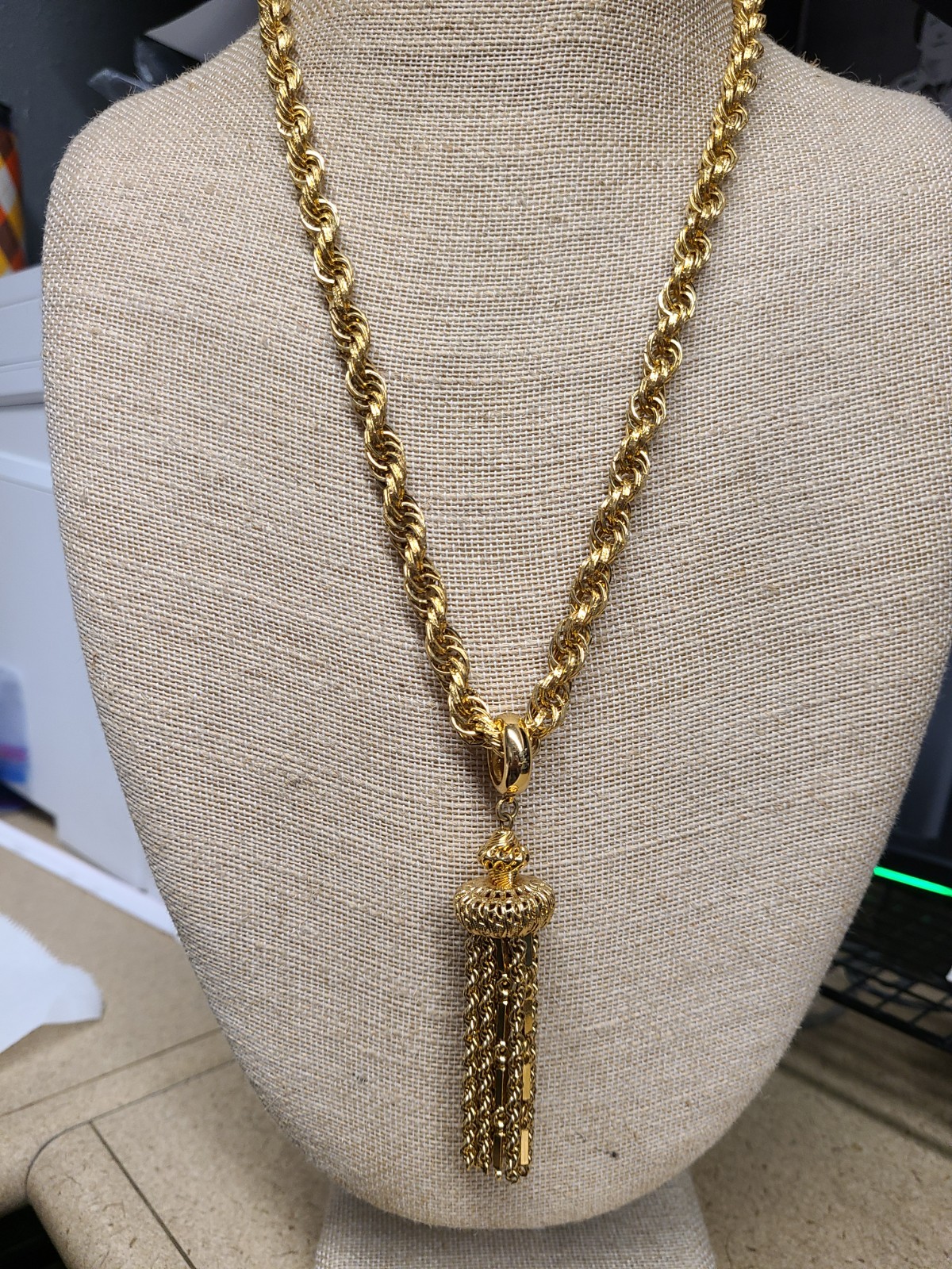 Vintage 1960s Monet Damita Gold Tone Tassel Necklace 24\