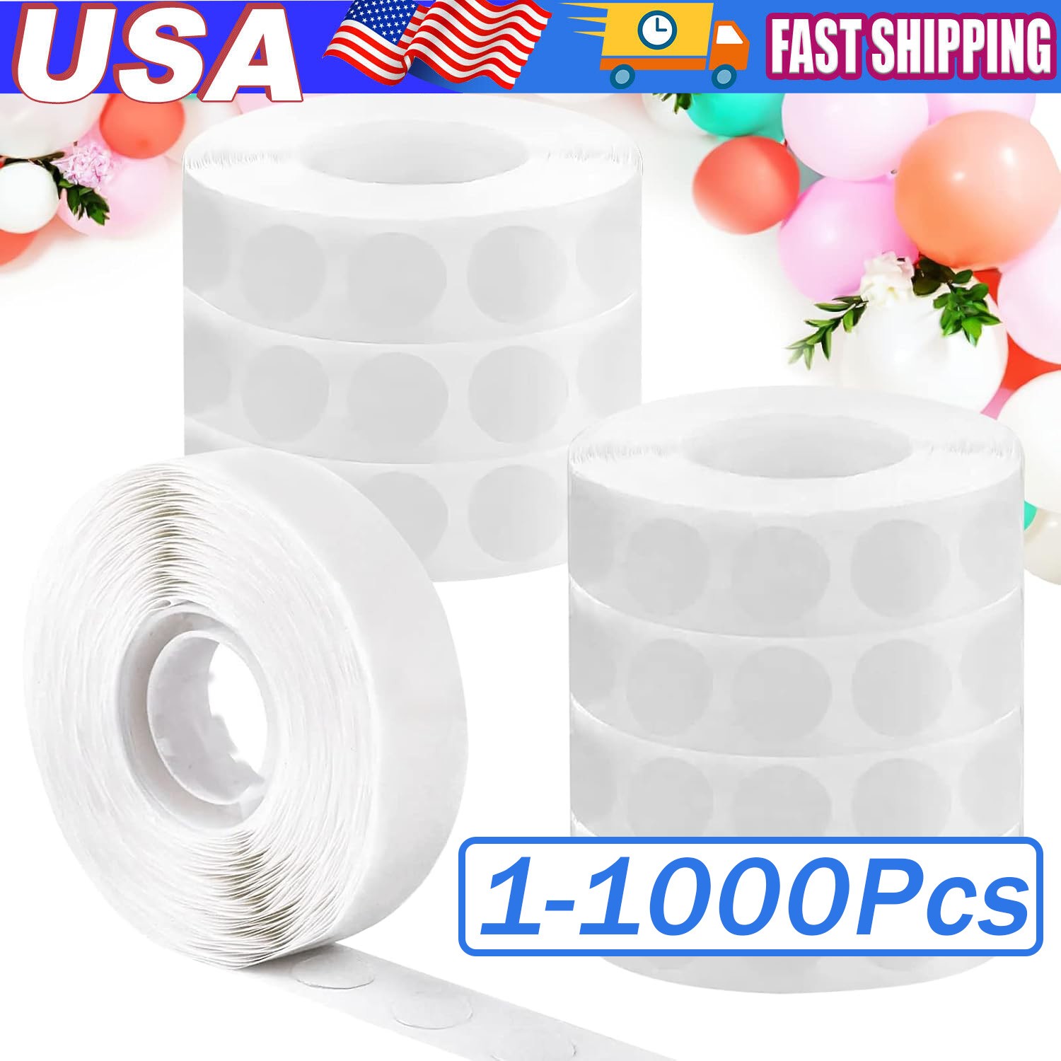 1-1000Pcs Point Dots Balloon Glue Removable Adhesive Point Tape 100Rolls Double 1-1000Pcs Point Dots Balloon Glue Removable Adhesive Point Tape 100Rolls Double