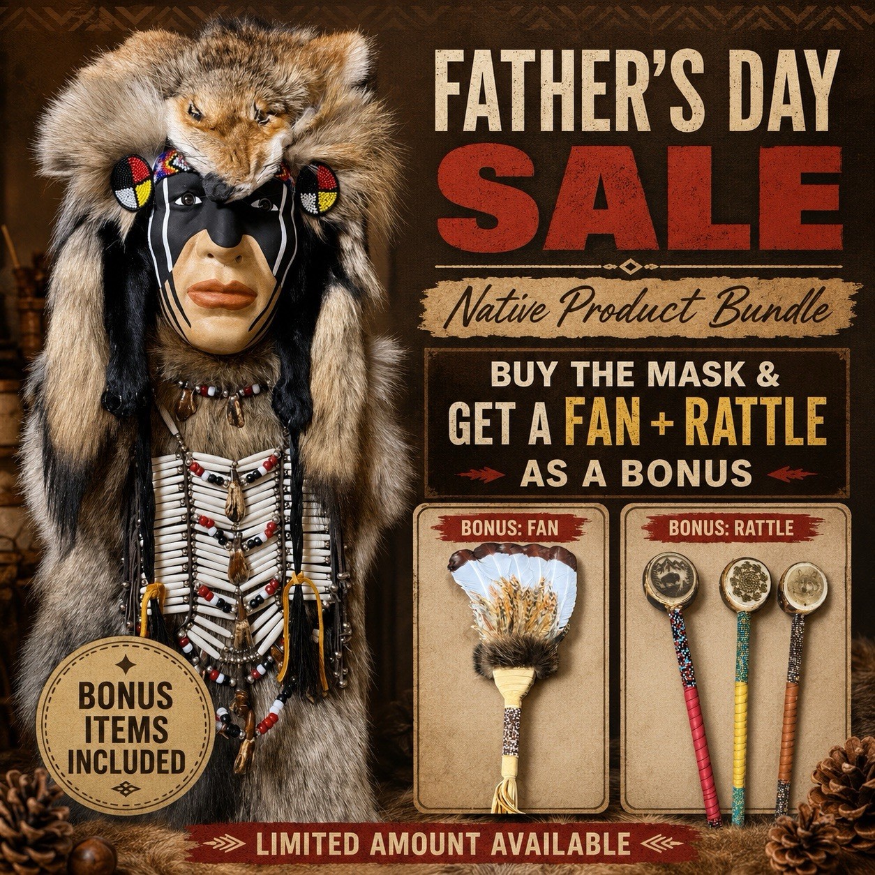 Cheyenne Soldier Tribal Face Mask, Native American Handcrafted Art 4ft