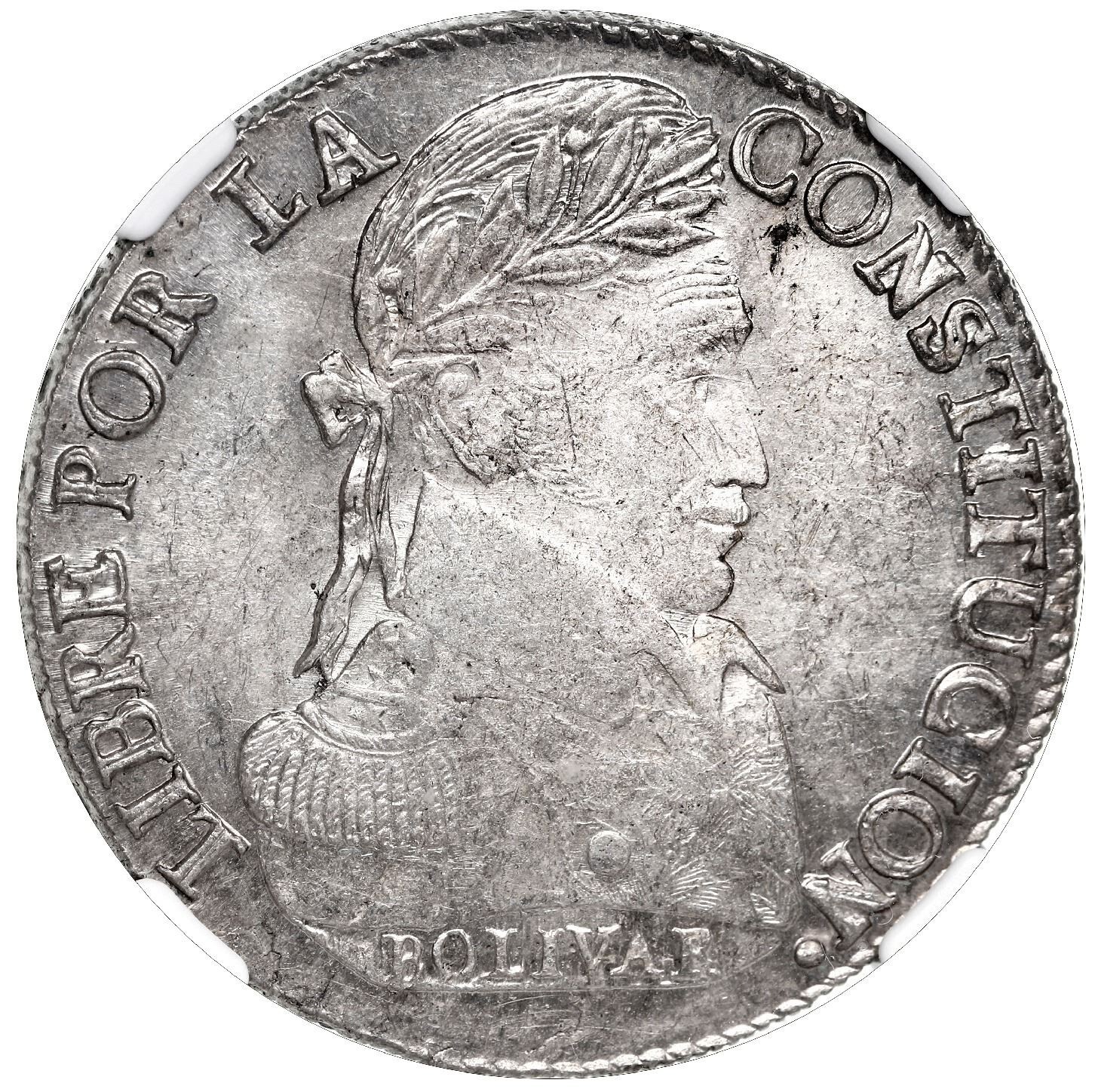 1838 Bolivia 8 Soles reales Potosi silver NGC MS 62 Unc Uncirculated RADIANT 1838 Bolivia 8 Soles reales Potosi silver NGC MS 62 Unc Uncirculated RADIANT