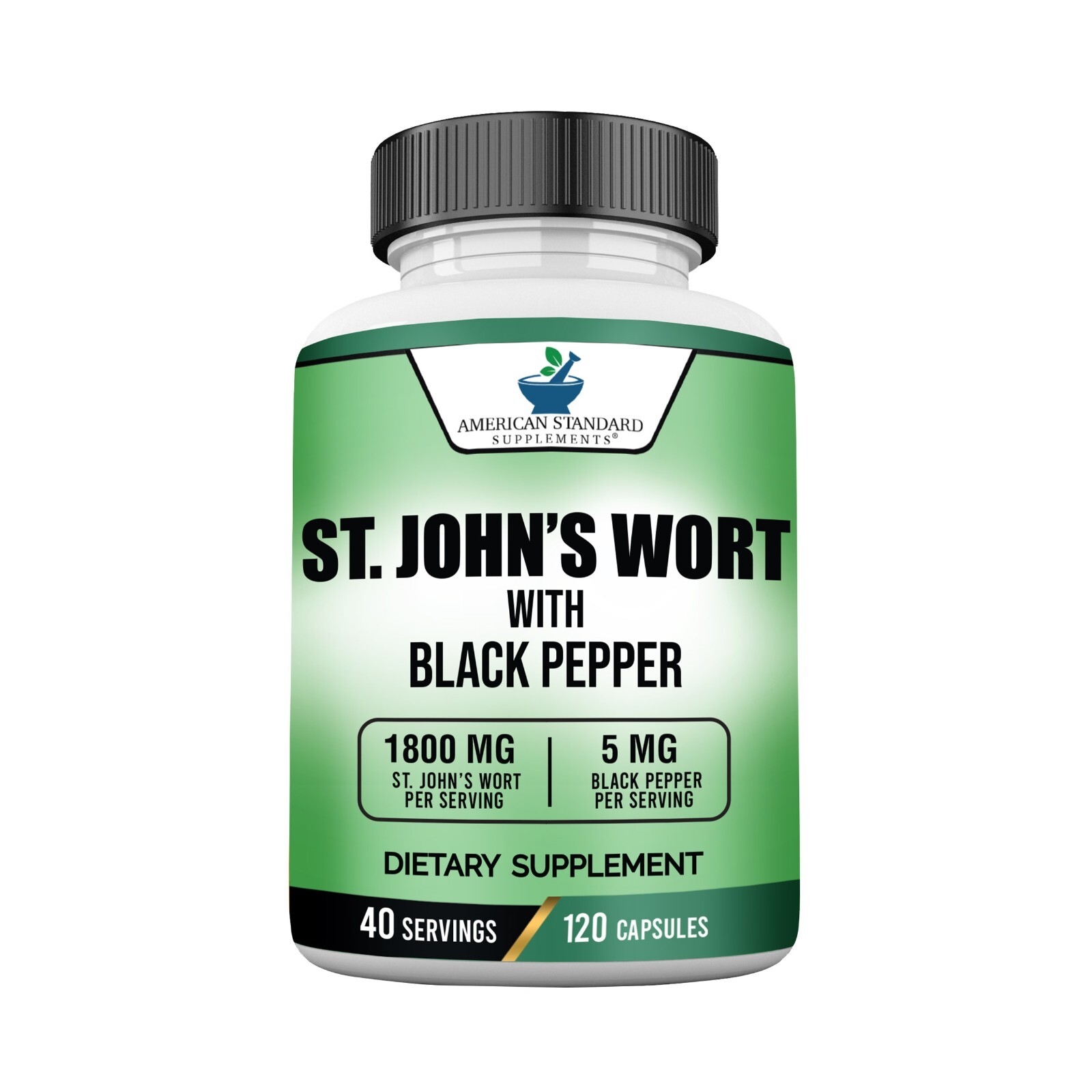 St. John’s Wort 1800mg Per Serving with Black Pepper Fruit Extract - 120 Capsule