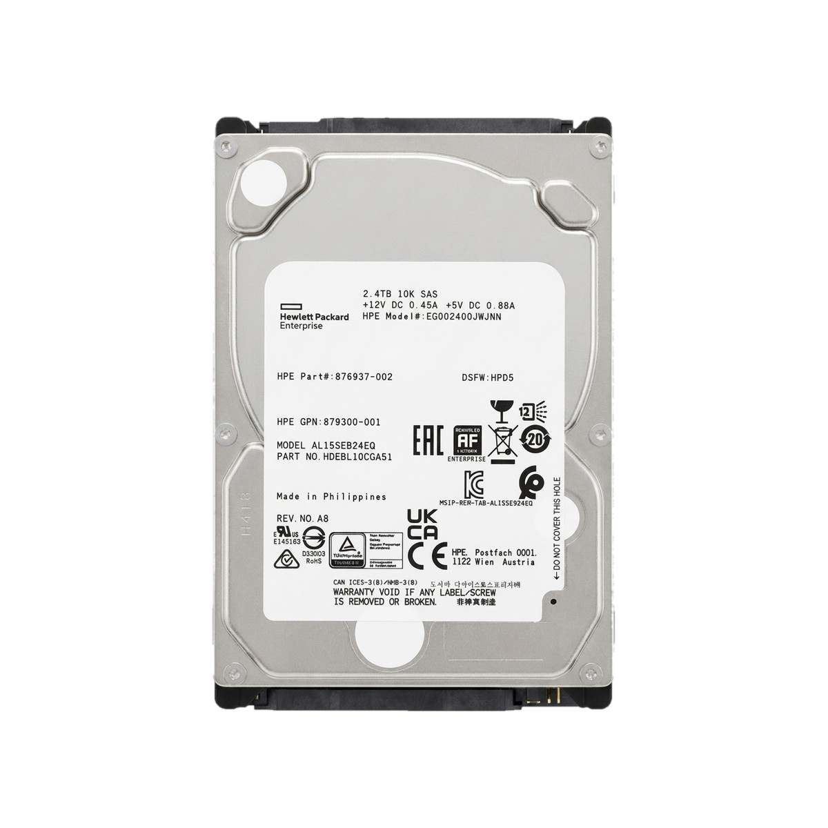 HPE 2.4TB 10K SAS HDD 2.5'' EG002400JWJNN 876937-002 Tested