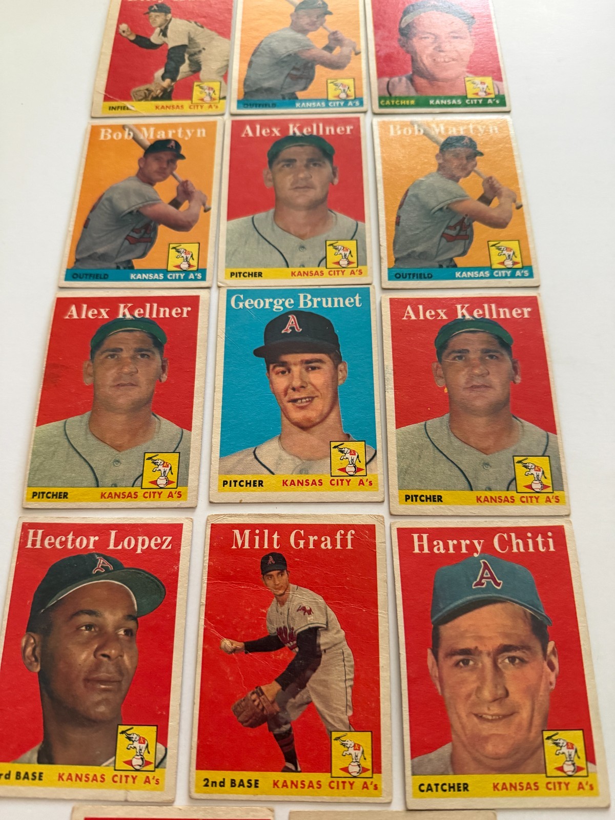 Topps - 1958 - Kansas City Athletics - 14 Cards - Billy Hunter-George Brunet