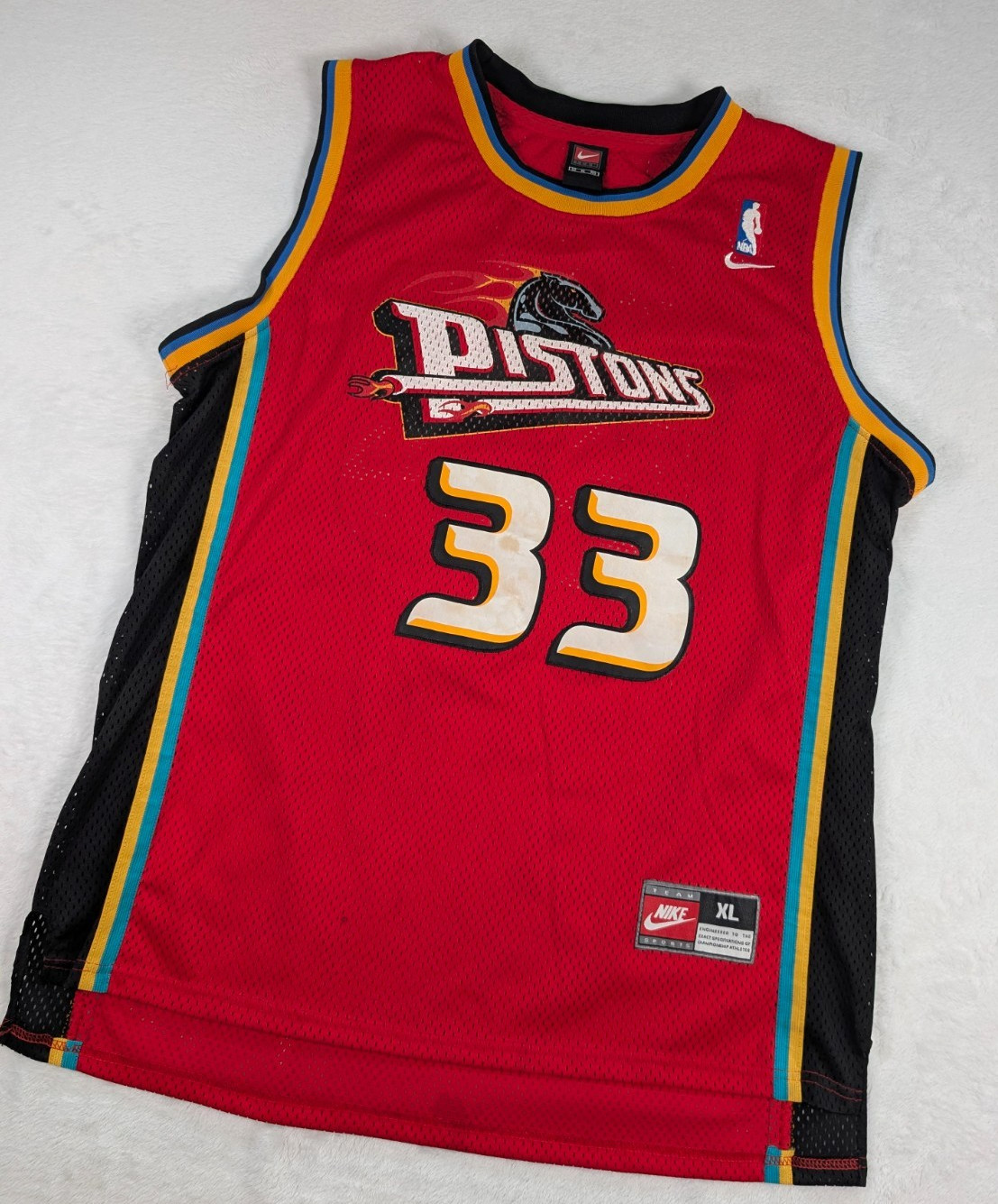 Vtg Detroit Pistons Grant Hill Nike Jersey Mens XL Red Stitched Basketball NBA