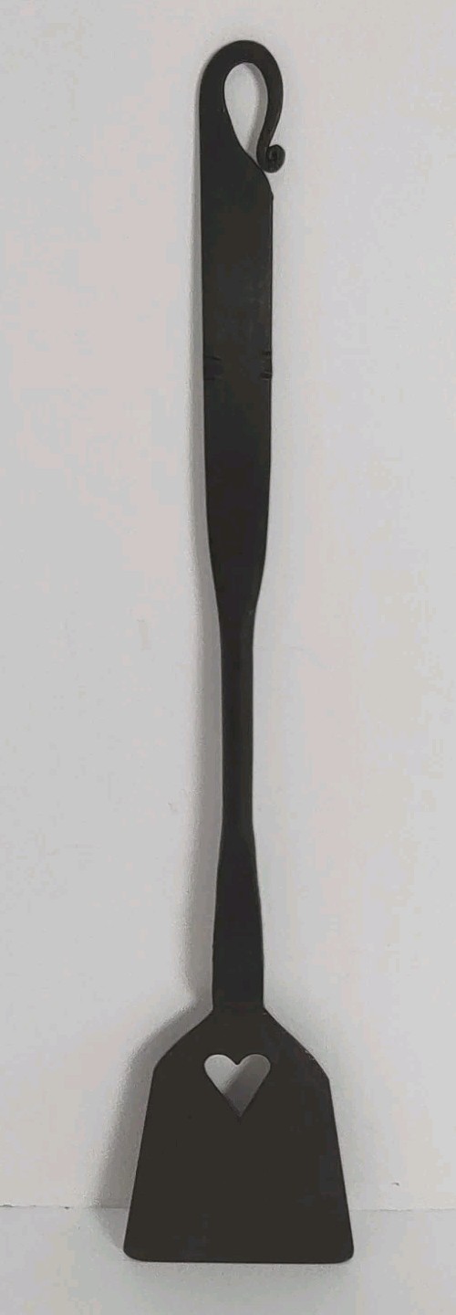 Hand Forged Iron Spatula Heart Cutout Blacksmith Hearth Turner Primitive 15”
