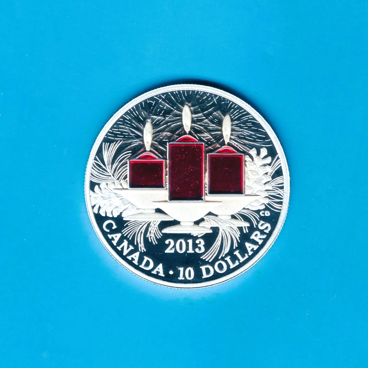 CANADA - SPECTACULAR RARE $10, 99.99% SILVER PROOF HOLIDAY CANDLES  COIN, 2013