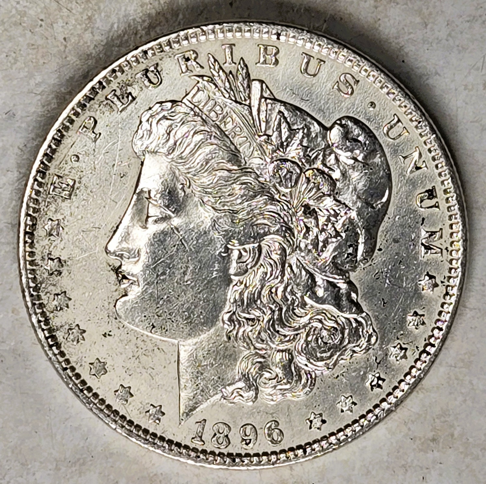 1896-P Morgan Silver Dollar - ALMOST UNCIRCUALTED - 90% Silver - PHILADELPHIA 1896-P Morgan Silver Dollar - ALMOST UNCIRCUALTED - 90% Silver - PHILADELPHIA