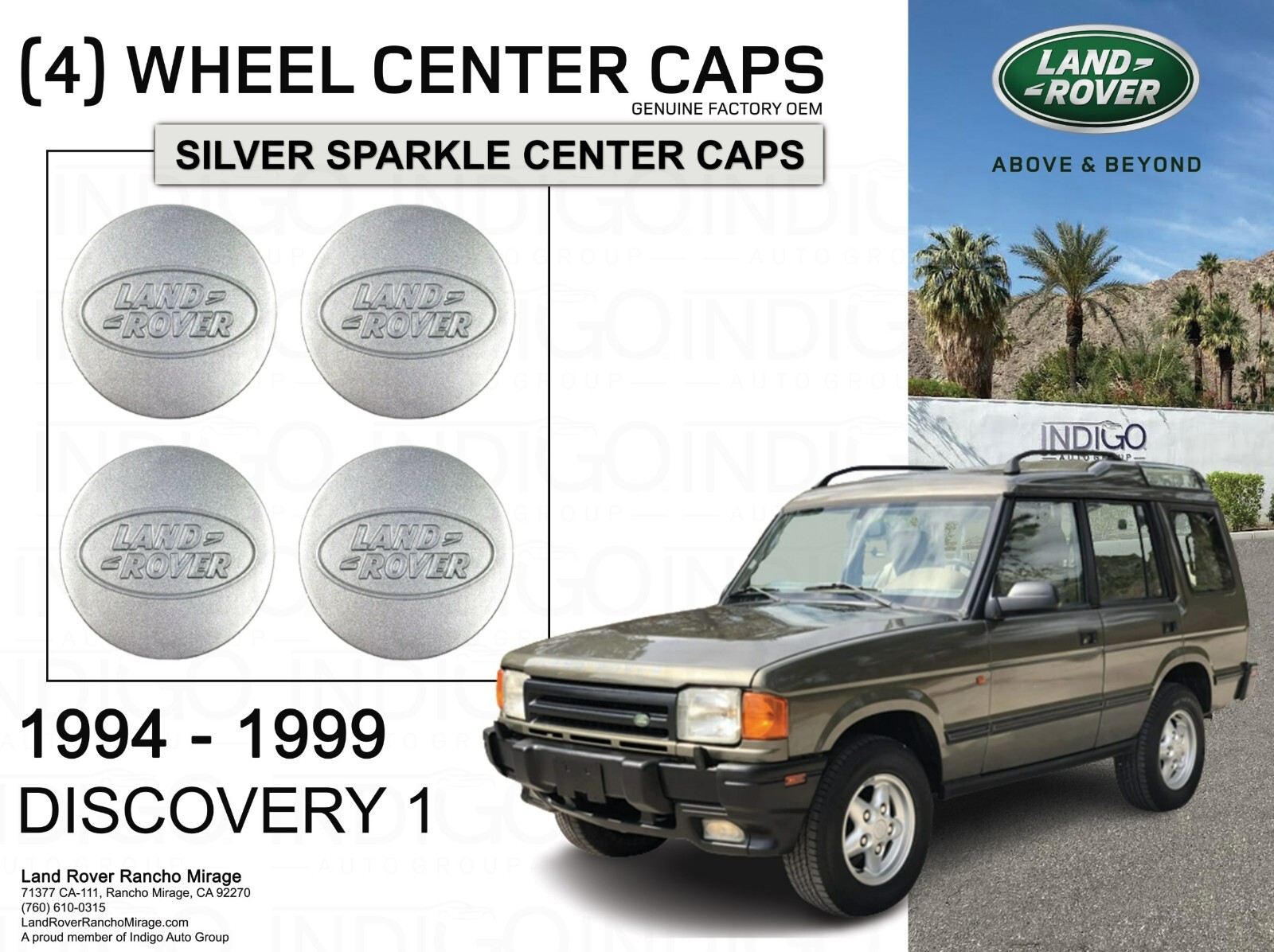 1994-1999 LAND ROVER DISCOVERY 1 Genuine Wheel Center Hub Caps Set of 4 (OEM)