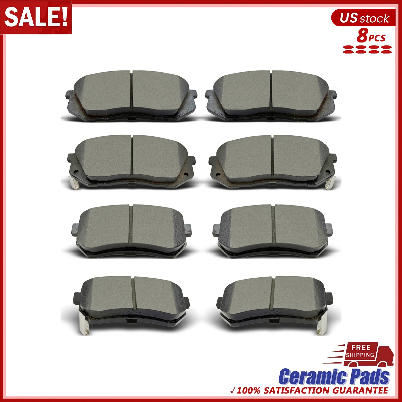 Front Rear Ceramic Disc Brake Pads For 2010-2017 Hyundai Tucson for Kia Sportage
