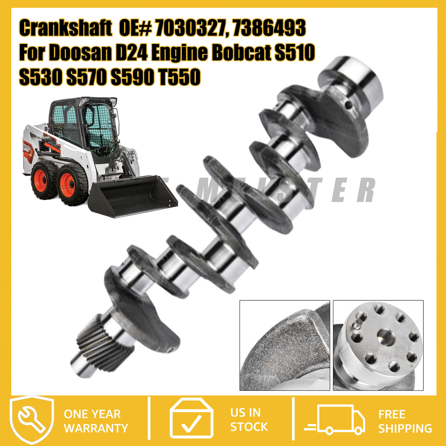 Durable Crankshaft 7030327 FIT Doosan D24 Engine Bobcat S510 S530 S570 S590 T550