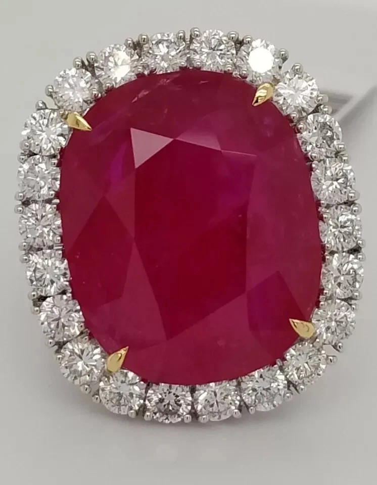 11.80 Ct Cushion Cut Natural Ruby Diamond Engagement Ring 14K Solid White Gold 11.80 Ct Cushion Cut Natural Ruby Diamond Engagement Ring 14K Solid White Gold
