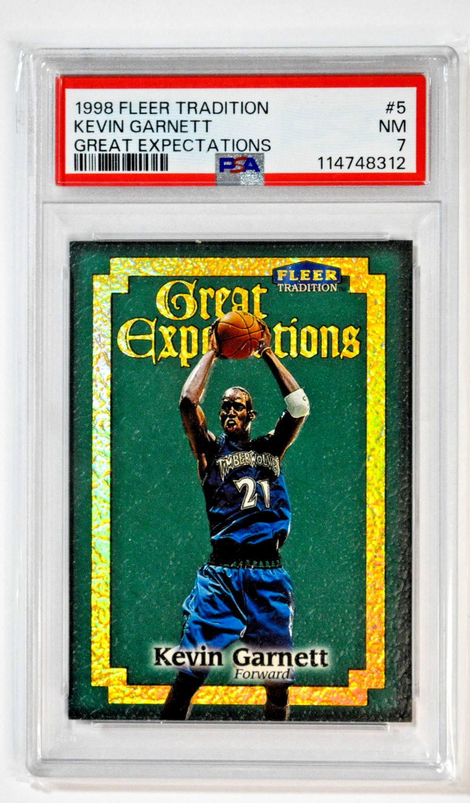 1998 Fleer Tradition #5 Kevin Garnett Great Expectations PSA 7 NM Timberwolves 1998 Fleer Tradition #5 Kevin Garnett Great Expectations PSA 7 NM Timberwolves