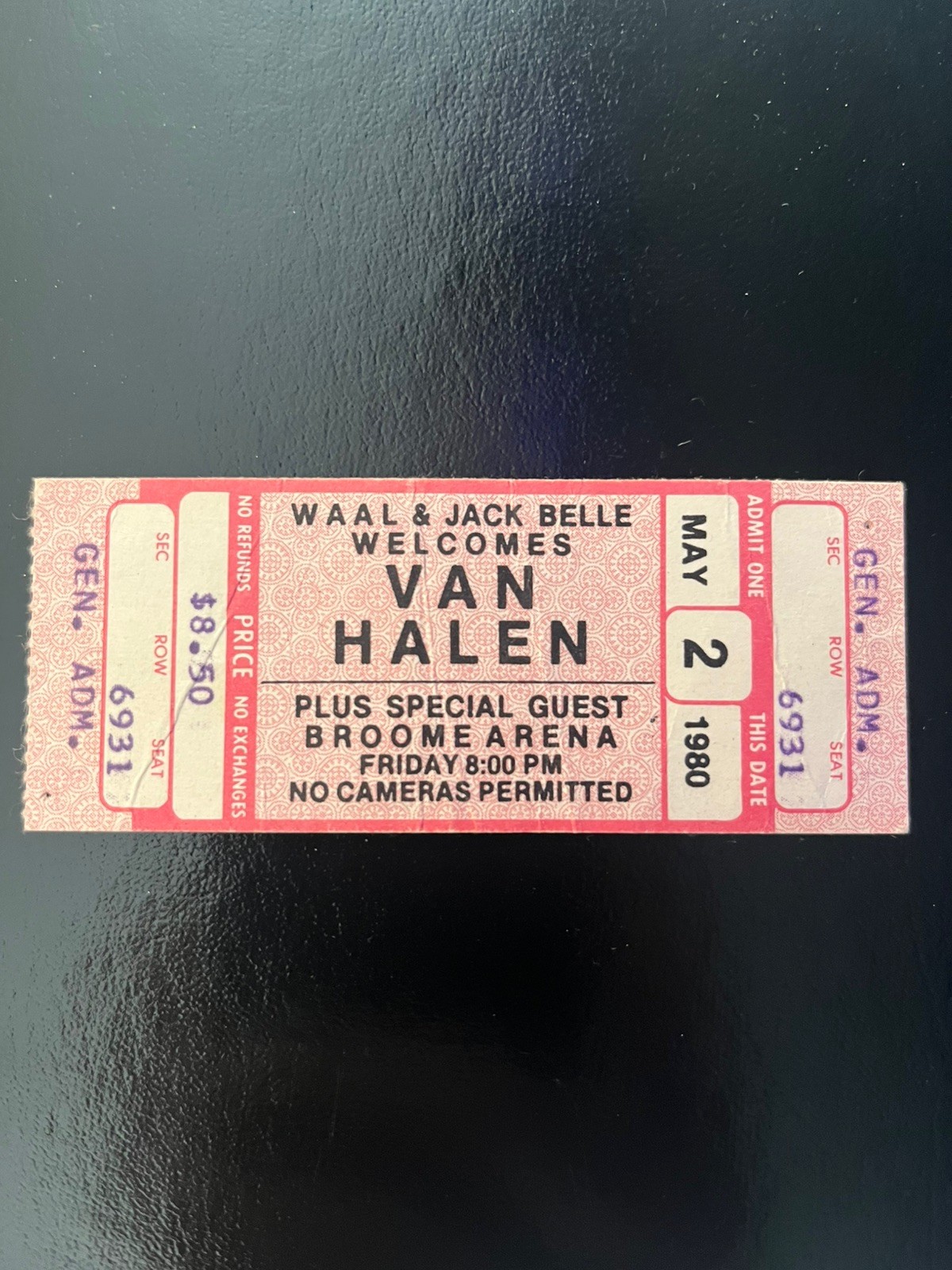 Van Halen Full Concert Ticket May 2, 1980