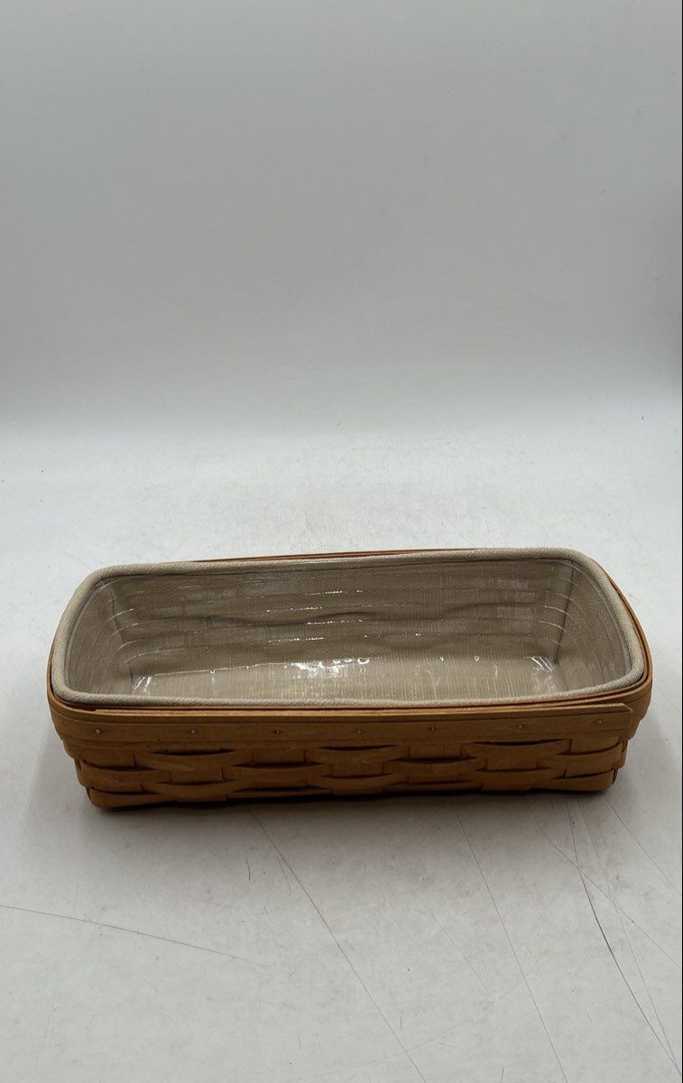 Longaberger Brown Handwoven Rectangular-Shaped Bread Basket With Protector