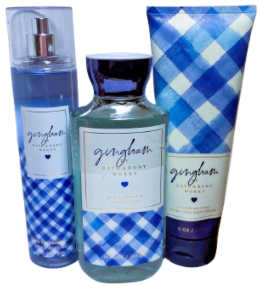 3 Pc GINGHAM Mist Gel Cream Bath and Body Works ~ 3 Pc GINGHAM Mist Gel Cream Bath and Body Works ~