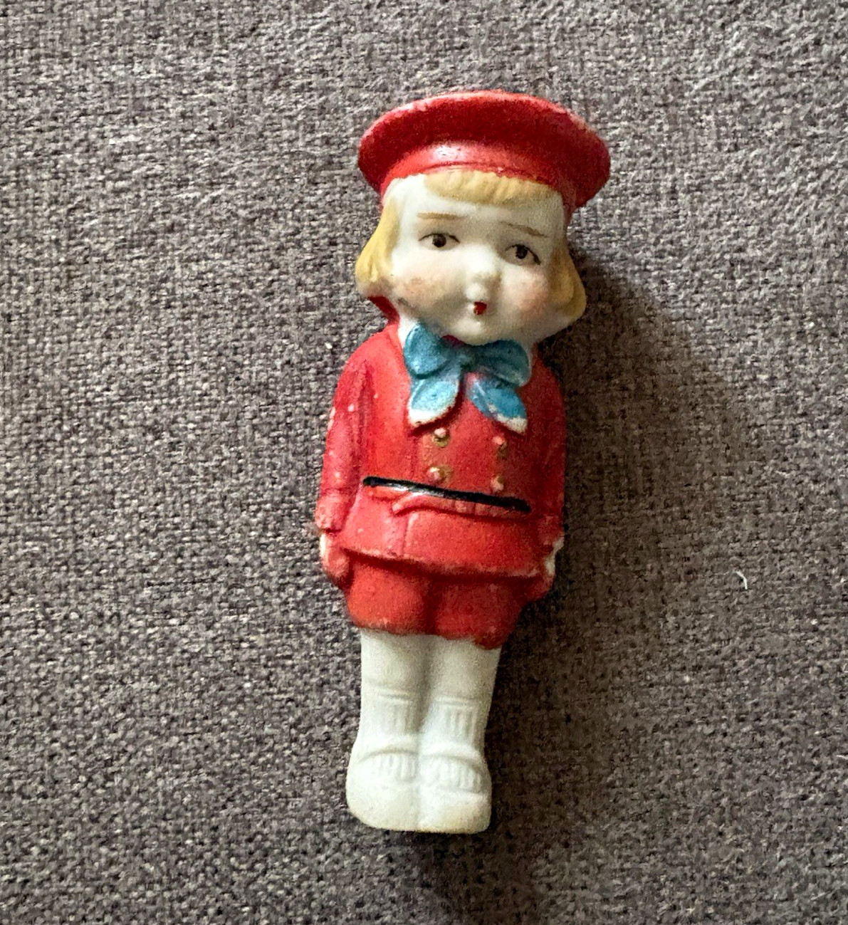 Vintage 1920s Buster Brown advertising hand-painted bisque porcelain penny doll Vintage 1920s Buster Brown advertising hand-painted bisque porcelain penny doll